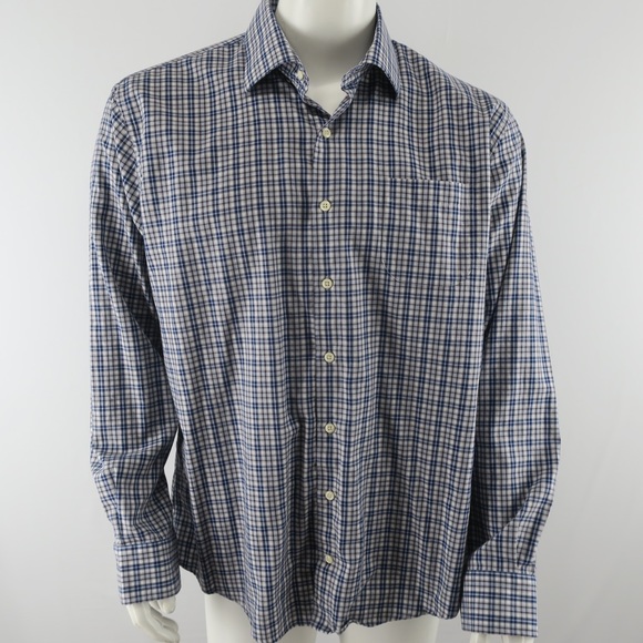 Peter Millar Button Up Shirt Mens XL Blue Gray Cotton‎ - Picture 1 of 7